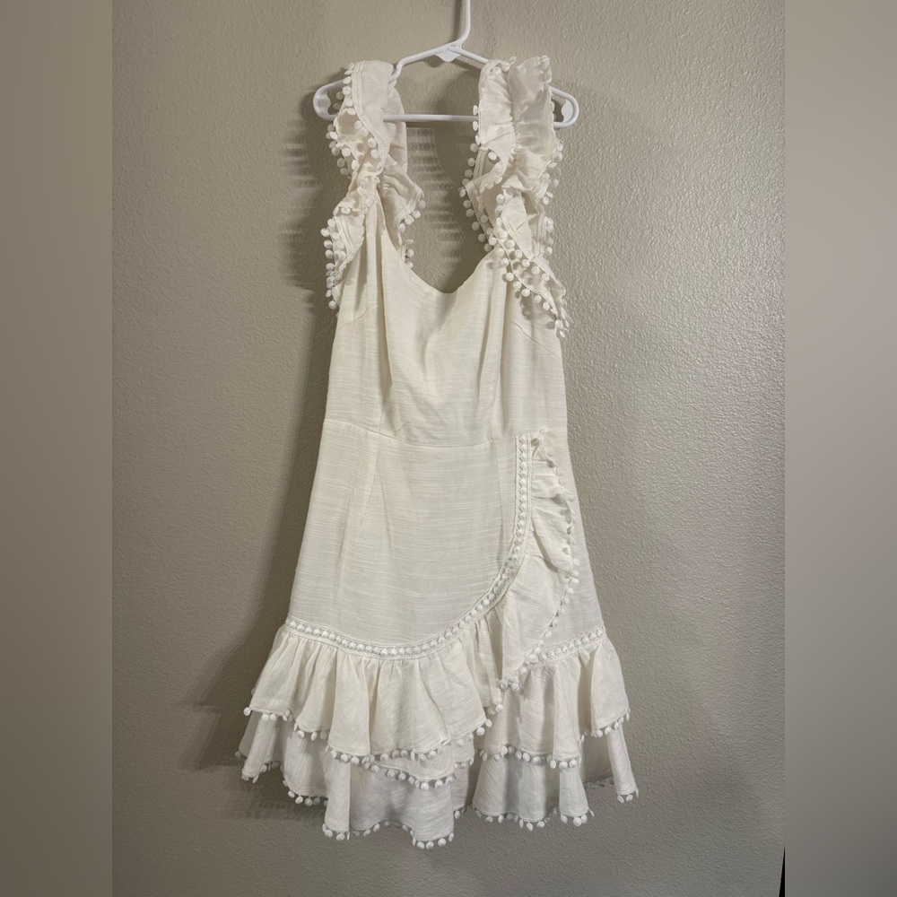 Hello Molly Cream Dress with Pom Pom Trim